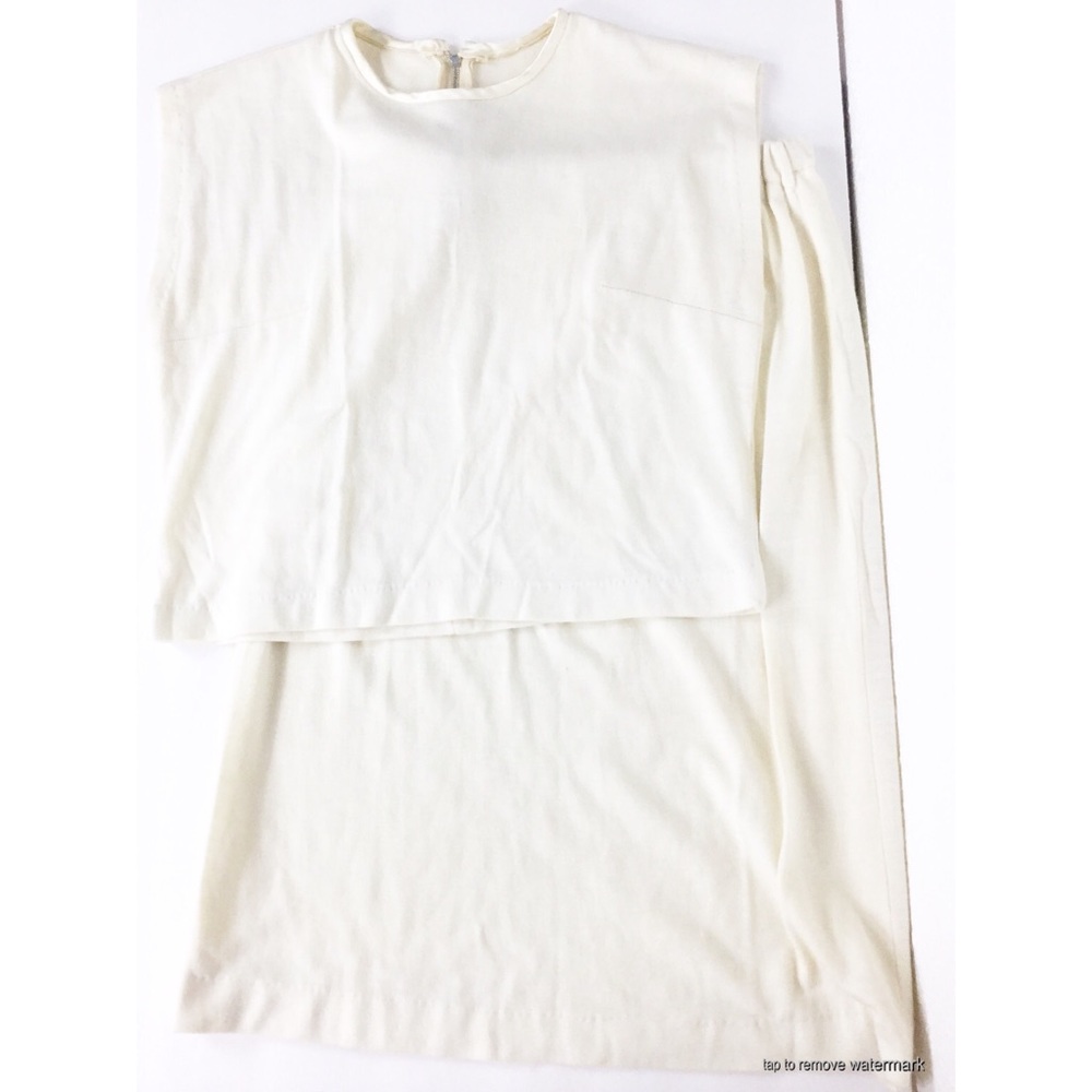 Vintage Cream Crop Top and Skirt Set